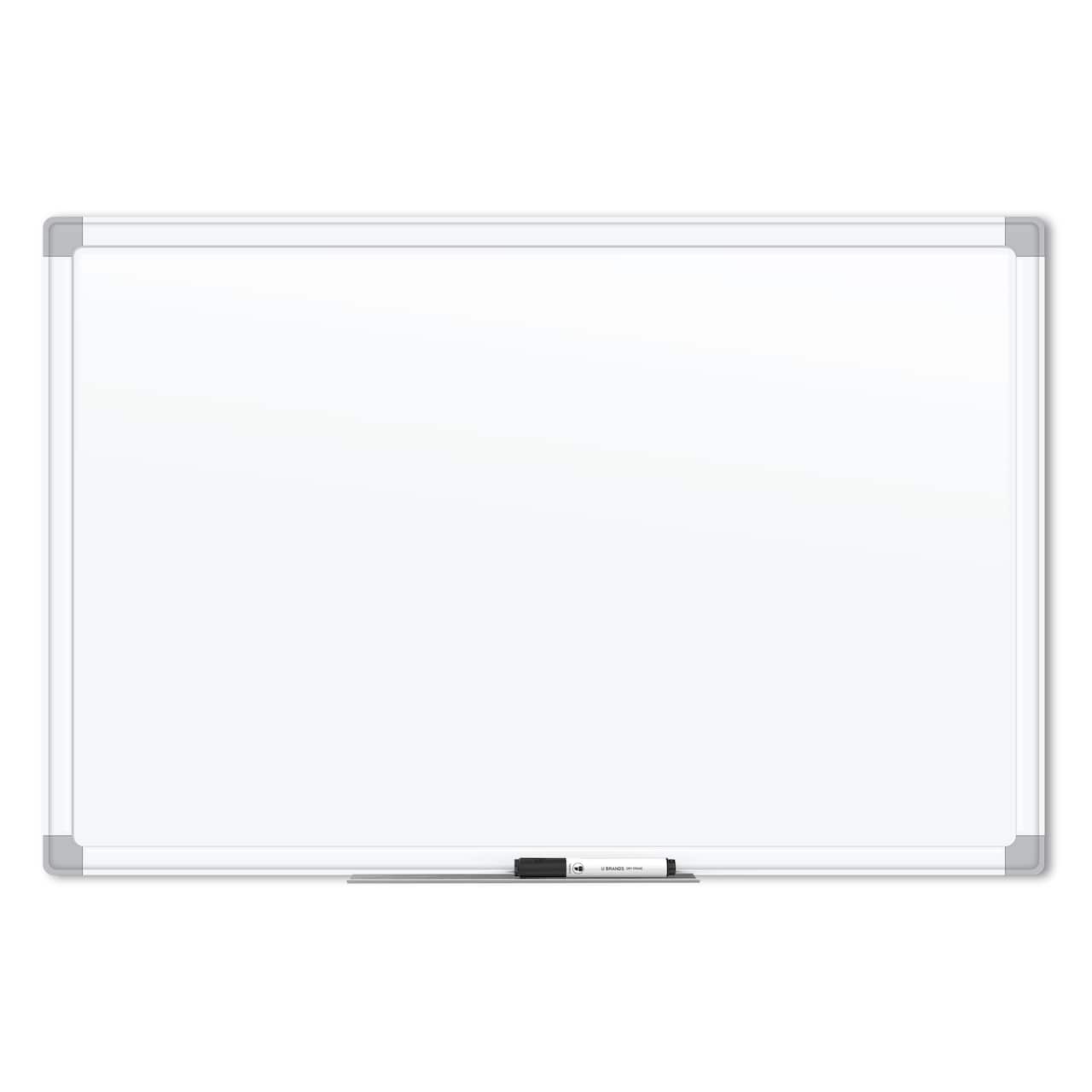 U Brands White Aluminum 36" x 24" Magnetic Porcelain Steel Dry Erase Board